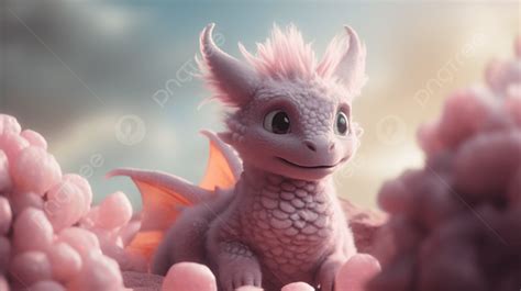 Pink Baby Dragon Cartoon