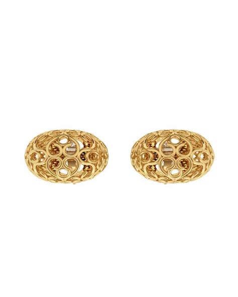 Alluring Fancy Gold Filigree Earrings With Diamonds In Gold Basket Design