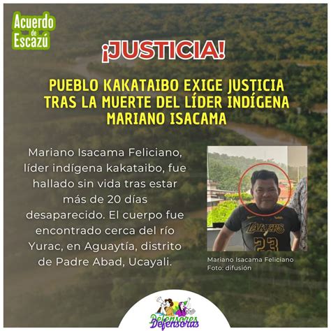 Pueblo Kakataibo exige justicia tras la muerte del líder indígena