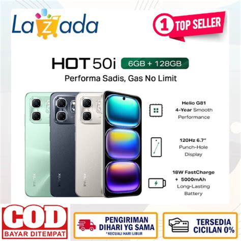 Infinix Hot 50i NFC 6 128GB Up To 12GB Extended RAM Helio G81 Lazada Indonesia
