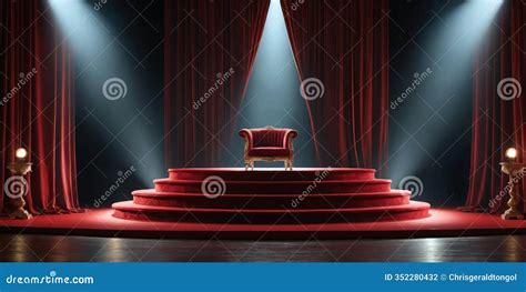 Aesthetic Luxurious Red Draped Empty Stage with Spotli Ai Generated ...
