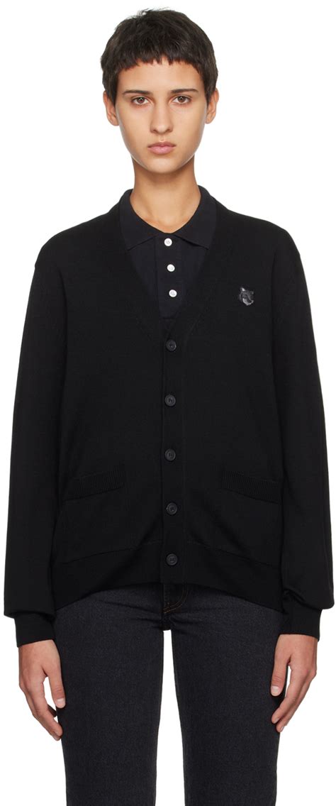 Maison Kitsun Black Bold Fox Head Patch Cardigan Maison Kitsune