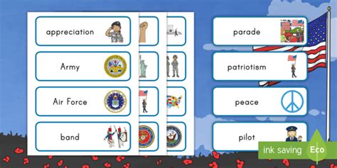 Veterans Day Word Cards Teacher Made