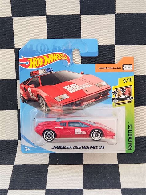 Hot Wheels 2018 Exotics Lamborghini Countach Pace Car Red Short Card Kustomkollector