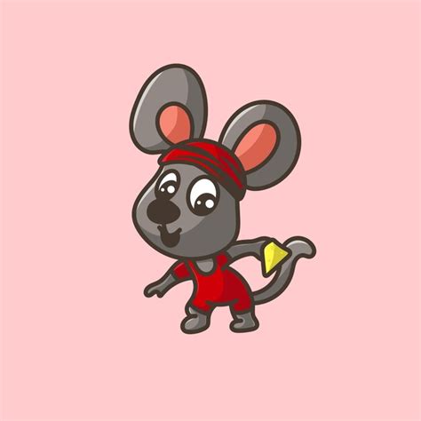 Premium Vector Cute Mouse Cartoon Mascot Logo Flat Design Premium Vector