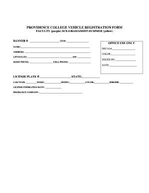 Fillable Online Providence Pcvehicleregform Providence College