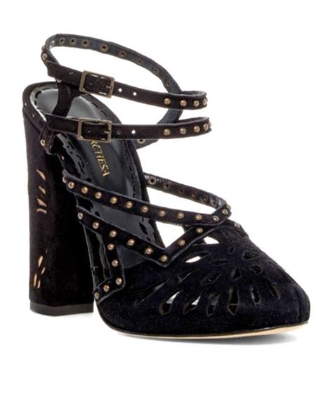 Black And Nude Studded Sandal Platforms