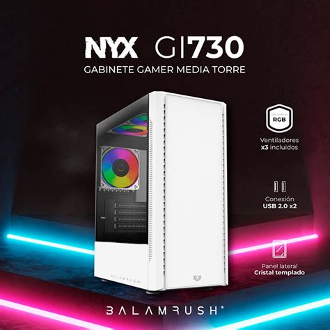 Gabinete Gamer Balam Rush Nyx Gi Atx Media Torre Fan Cristal