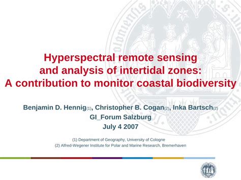 PDF Hyperspectral Remote Sensing And Analysis Of Intertidal Zones A