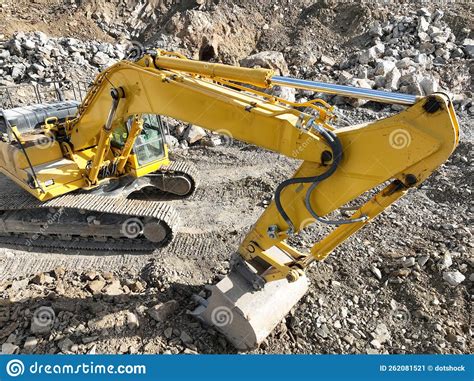 Industrial Mine Excavators Are Digging The Soil In The Construction