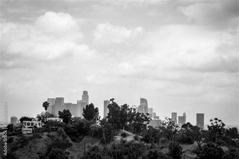 los angeles skyline black and white Stock Photo | Adobe Stock