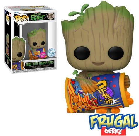 Funko Pop I Am Groot Groot With Cheese Puffs Flocked Special Edition