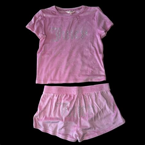 Juicy Couture Pink Rhinestone Sleepwear Set Top Depop