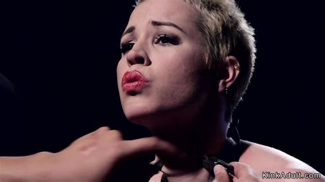 Strapped Blonde Pussy Toyed In Device