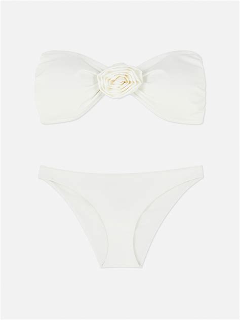 Womens White Rose Detail Bikini Set Primark