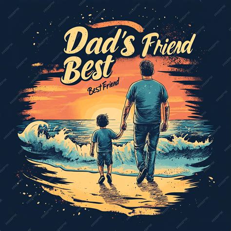 Heartwarming Fathers Day Beach Scene Illustration | Premium AI