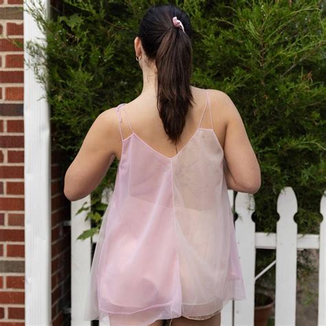 S Sheer Lingerie Sleep Tank Medium Vtg Depop