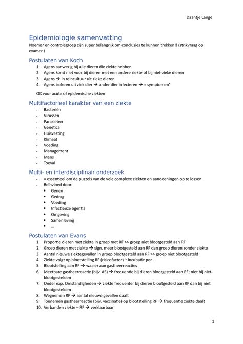 Samenvatting Epidemiologie DGK Epidemiologie Samenvatting Noemer En