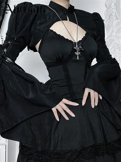 Женский винтажный Готический Топ AltGoth, элегантный укороченный топ со ...