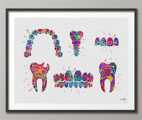 Dentist Art Watercolor Print Tooth Teeth Anatomical Dental Etsy