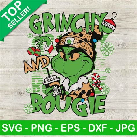 Grinch And Bougie Starbucks Cup Merry Christmas Svg Leopard Bougie