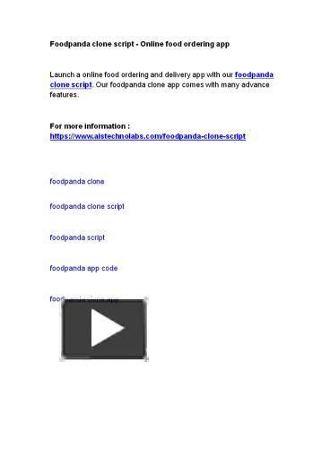 Ppt Foodpanda Clone Script Online Food Ordering App Powerpoint