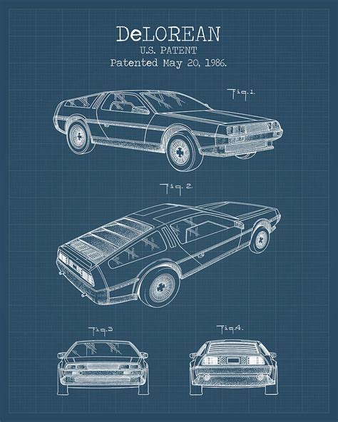 Delorean blueprints Digital Art by Dennson Creative - Pixels