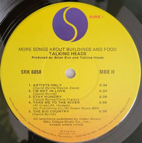 Talking Heads More Songs About Buildings And Food 1978 On Sire Goatless