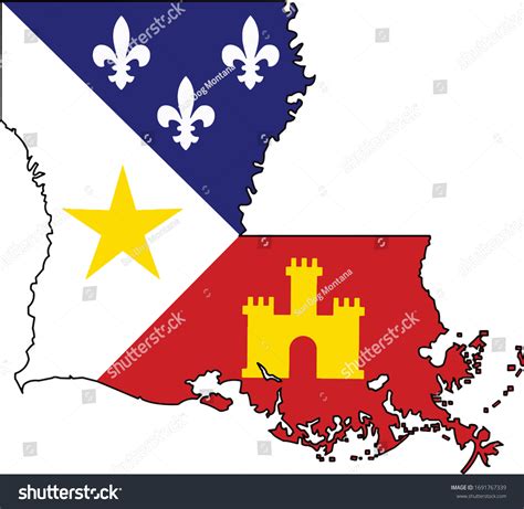 Cajun Flag Louisiana State Shape Stock Vector (Royalty Free) 1691767339 ...