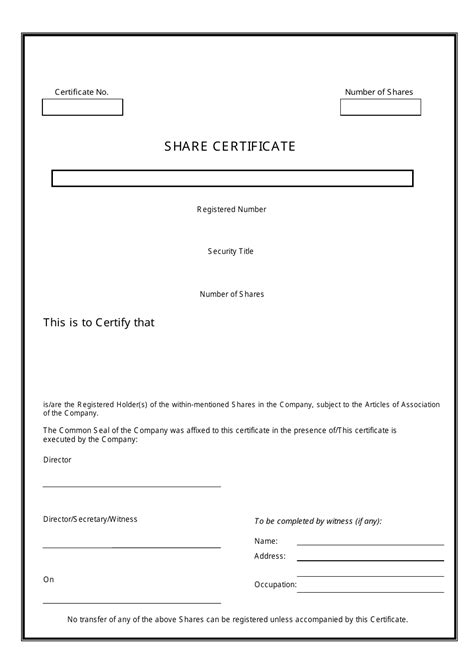 Share Certificate Form Fill Out Sign Online And Download Pdf