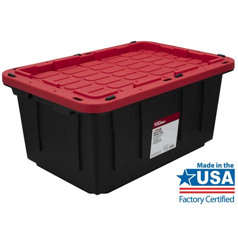 Hyper Tough 17 Gallon Snap Lid Plastic Storage Bin Black Red Set Of 4