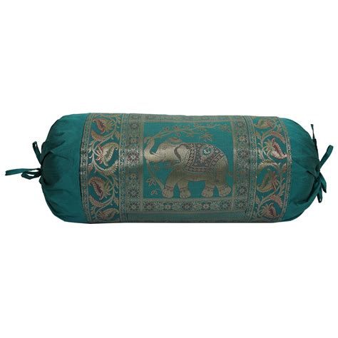 Stylo Culture Indian Polydupion Cylindrical Yoga Bolster Pillow Cover