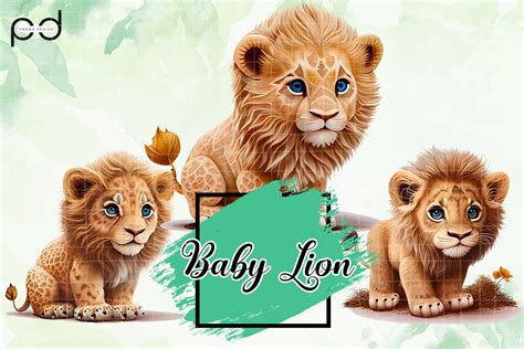 Baby Lion Watercolor Sublimation Clipart Graphic By Padma Design