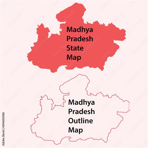 Madhya Pradesh map vector, Madhya Pradesh topographic, Madhya Pradesh ...