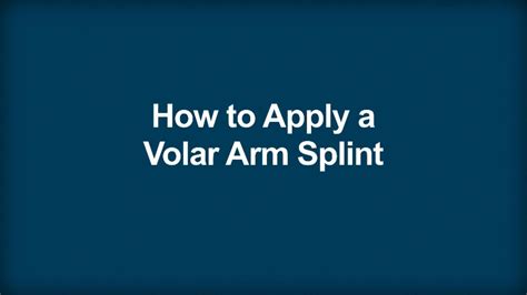 How To Apply A Volar Arm Splint Injuries Poisoning Merck Manuals Professional Edition