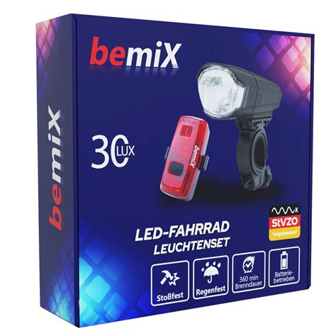 Bemix Led Fahrradlicht Set Stvzo Neu Lux Fahrradlampen Set Fahrrad