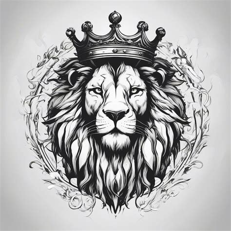 Premium Photo | Lion head with crown elegant and noble logo black and ...