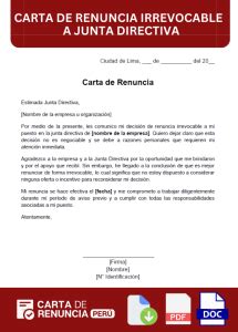 ᐅ Carta de Renuncia Irrevocable a Junta Directiva Ejemplos