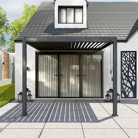 Titan Aluminium Wall Mounted Pergola M Square Grey Brandalley