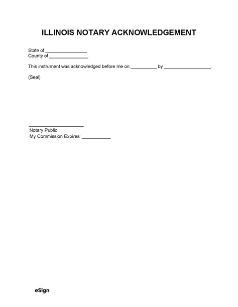 Free Illinois Notary Acknowledgment Form Pdf Word