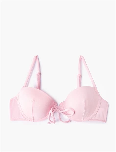 Pembe Kadın Bikini Üstü Kaplı Bağlama Detaylı Balenli 3SAK10022MM Koton