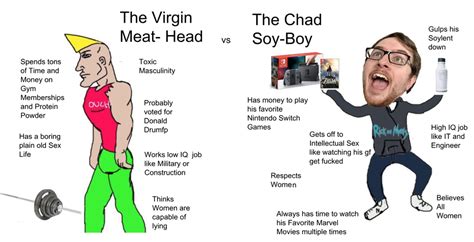 The Virgin Meat Head Vs The Chad Soy Boy Virgin Vs Chad Know Your Meme