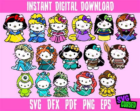 Hello Svg Kitty Svg Vector Cute Cat Princess Layered Svg Dxf Png For