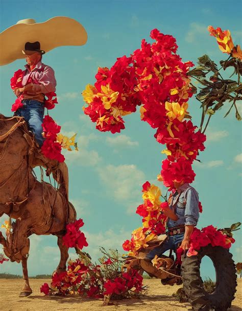 A Cowboy Turning Into Blooms By Slim Aarons By Zhang Stable