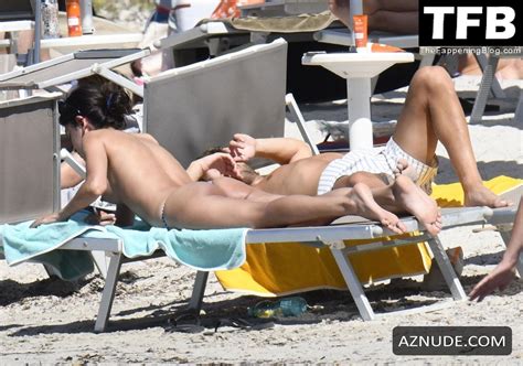 Lucia Rivera Sexy Seen Topless Showing Off Her Nude Tits At The Beach In Sardinia Aznude