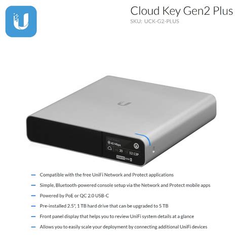 Ubiquiti Unifi Cloud Key Gen Plus Compact Powerful Unifi Os Console