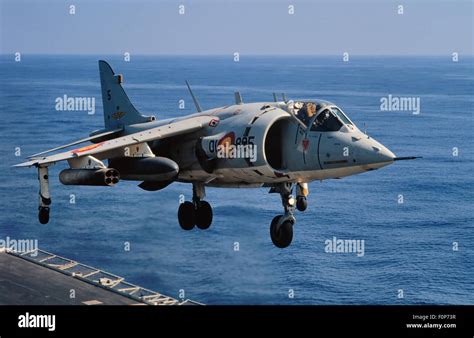 vertical take-off aircraft AV-8 "Harrier - Matador" on the Spanish aircraft carrier Principe de ...