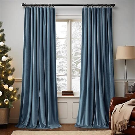 Amazon Lazzzy Blackout Velvet Curtains Blue Thermal Insulated