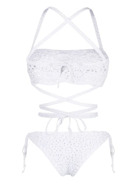 Mc Saint Barth Crochet Halterneck Bikini In White ModeSens