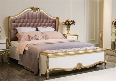 Casa Padrino Luxus Barock Doppelbett Lila Rosa Wei Gold X